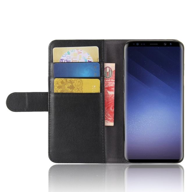 Samsung Galaxy S9 Handy Hülle - Case aus echtem Spaltleder - mit Magnetverschluss - schwarz