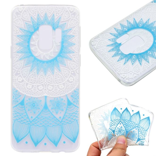 Samsung Galaxy S9 Plus Handy Case - Hülle aus elastischem TPU Plastik - blaues Mandala