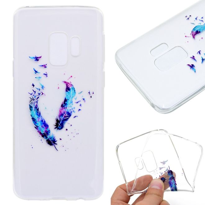 Samsung Galaxy S9 Plus Handy Case - Hülle aus elastischem TPU Plastik - farbige Federn