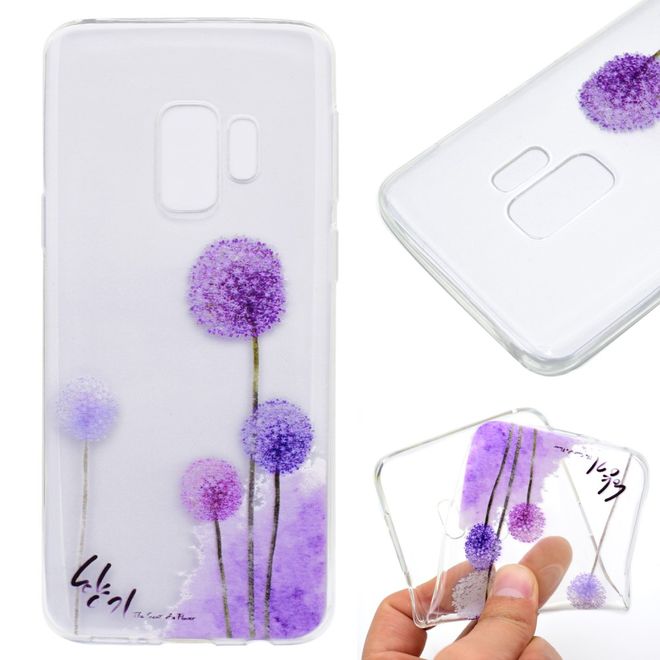 Samsung Galaxy S9 Handy Case - Hülle aus elastischem TPU Plastik - purpurner Löwenzahn