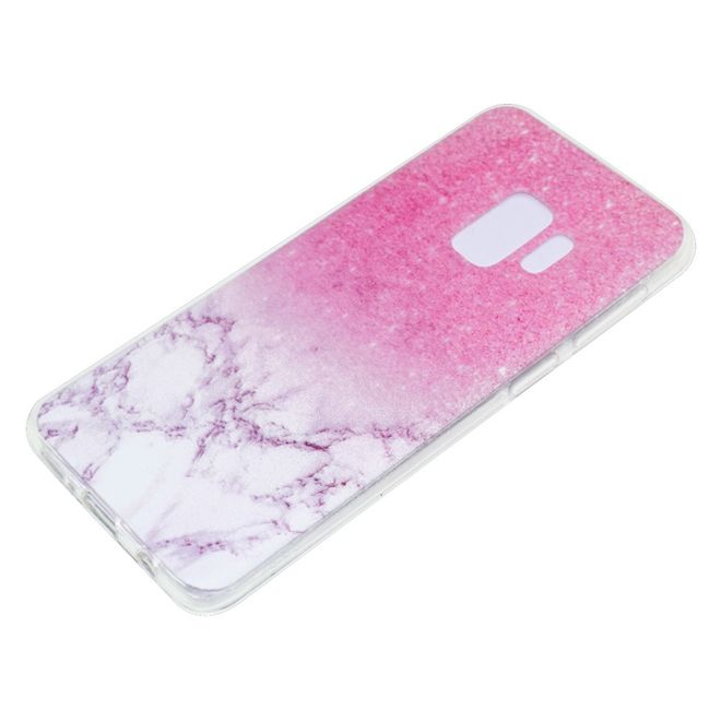 Samsung Galaxy S9 Handy Case - Hülle aus elastischem TPU Plastik - pinkes Marmormuster