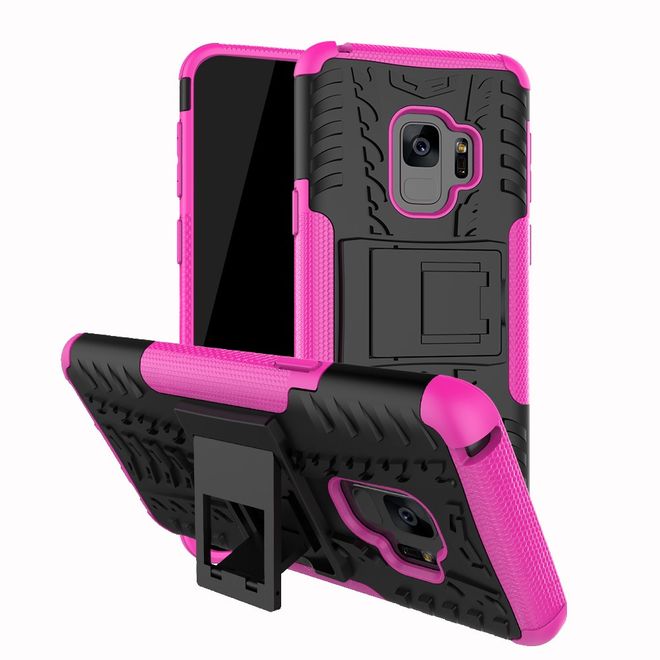Samsung Galaxy S9 Hülle - Robustes Handy Case aus Plastik - mit Kickstand - rosa