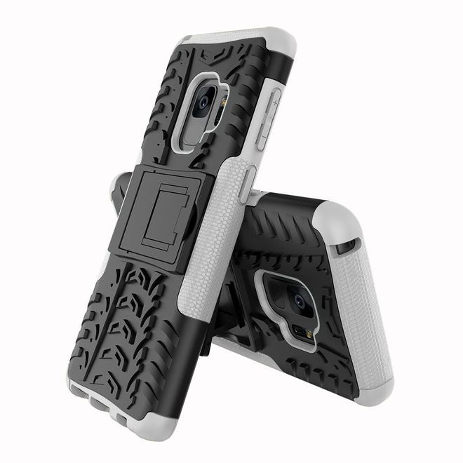 Samsung Galaxy S9 Plus Hülle - Robustes Handy Case aus Plastik - mit Kickstand - weiss