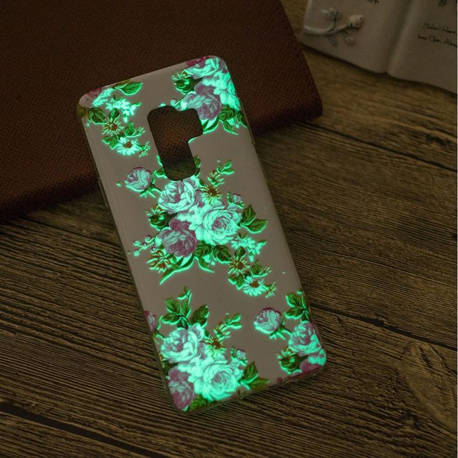 Samsung Galaxy S9 Handy Hülle - Fluoreszierendes Case aus flexiblem Plastik - blühende Pfingstrosen