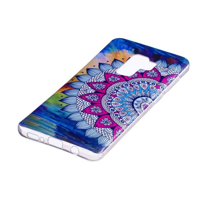 Samsung Galaxy S9 Handy Hülle - Fluoreszierendes Case aus flexiblem Plastik - farbige Mandala Blume