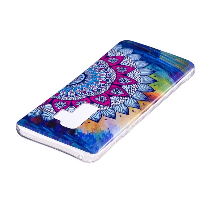 Samsung Galaxy S9 Handy Hülle - Fluoreszierendes Case aus flexiblem Plastik - farbige Mandala Blume