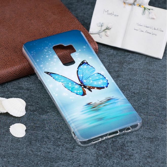 Samsung Galaxy S9 Plus Handy Hülle - Fluoreszierendes Case aus flexiblem Plastik - wunderschöner, blauer Schmetterling