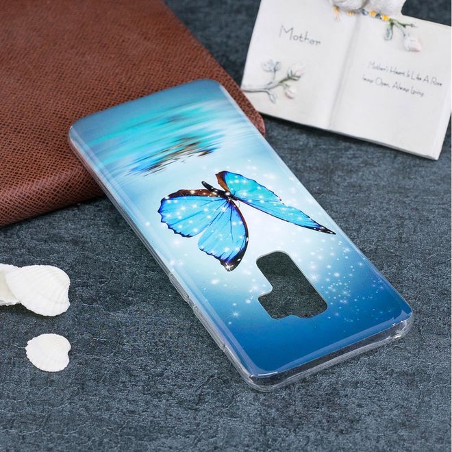 Samsung Galaxy S9 Plus Handy Hülle - Fluoreszierendes Case aus flexiblem Plastik - wunderschöner, blauer Schmetterling