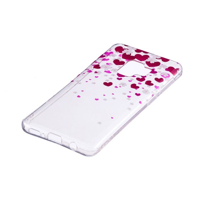 Samsung Galaxy S9 Plus Handy Case - Hülle aus flexiblem TPU Plastik - Herz und Blumen