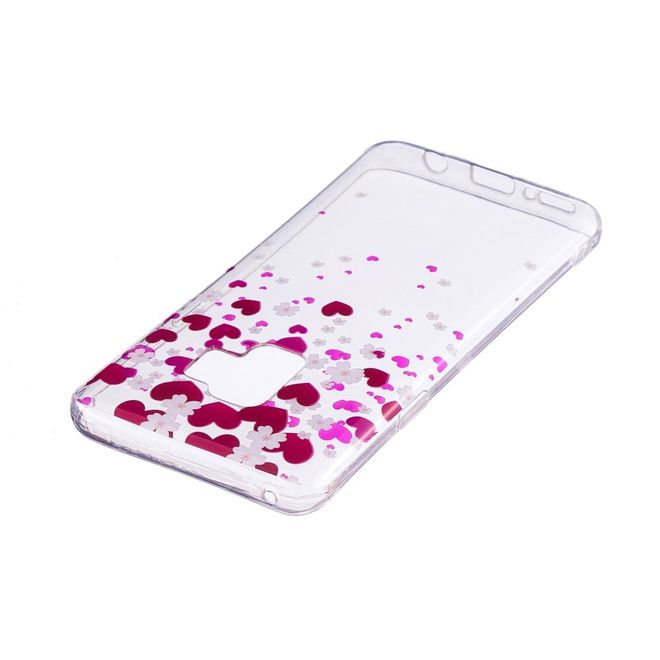 Samsung Galaxy S9 Plus Handy Case - Hülle aus flexiblem TPU Plastik - Herz und Blumen