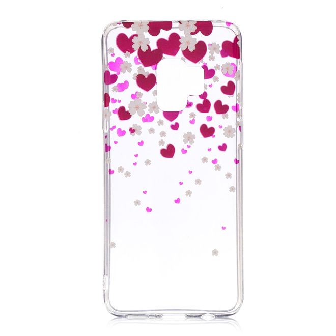 Samsung Galaxy S9 Plus Handy Case - Hülle aus flexiblem TPU Plastik - Herz und Blumen