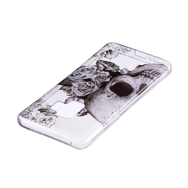 Samsung Galaxy S9 Plus Handy Case - Hülle aus flexiblem TPU Plastik - Totenkopf mit Rosen