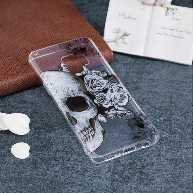 Samsung Galaxy S9 Plus Handy Case - Hülle aus flexiblem TPU Plastik - Totenkopf mit Rosen