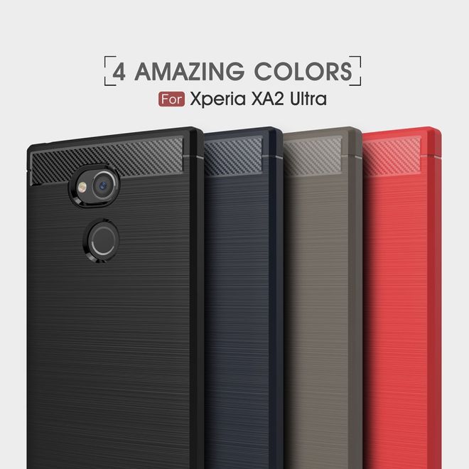 Sony Xperia XA2 Ultra Handy Hülle - TPU Softcase - mit Carbon Muster - schwarz