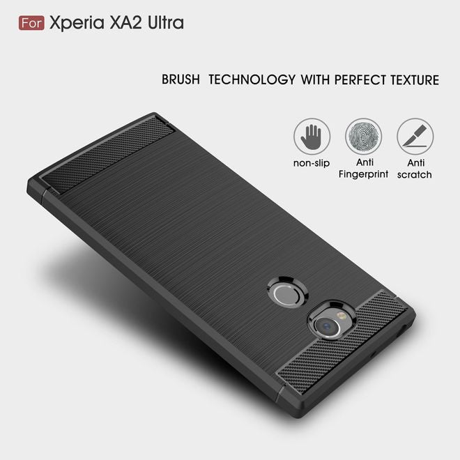 Sony Xperia XA2 Ultra Handy Hülle - TPU Softcase - mit Carbon Muster - schwarz