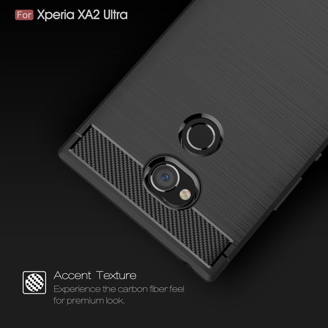 Sony Xperia XA2 Ultra Handy Hülle - TPU Softcase - mit Carbon Muster - schwarz