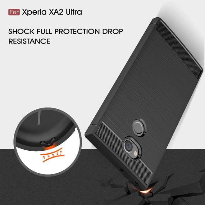 Sony Xperia XA2 Ultra Handy Hülle - TPU Softcase - mit Carbon Muster - schwarz