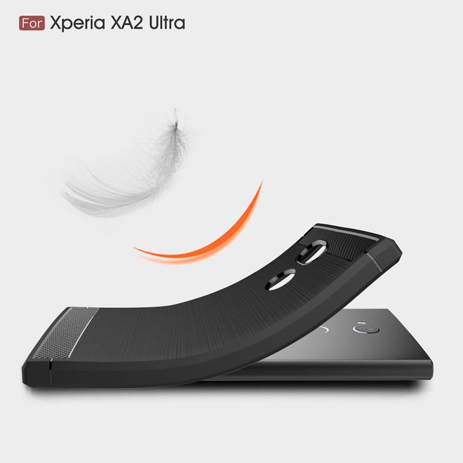 Sony Xperia XA2 Ultra Handy Hülle - TPU Softcase - mit Carbon Muster - schwarz
