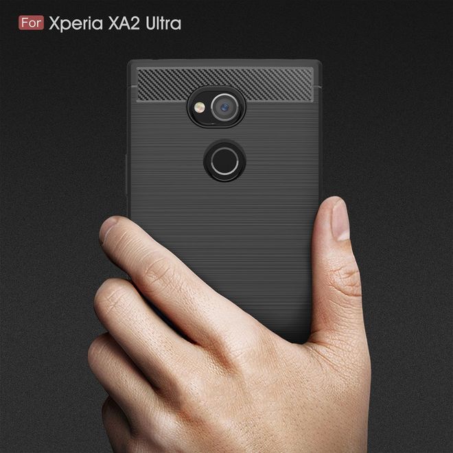 Sony Xperia XA2 Ultra Handy Hülle - TPU Softcase - mit Carbon Muster - schwarz