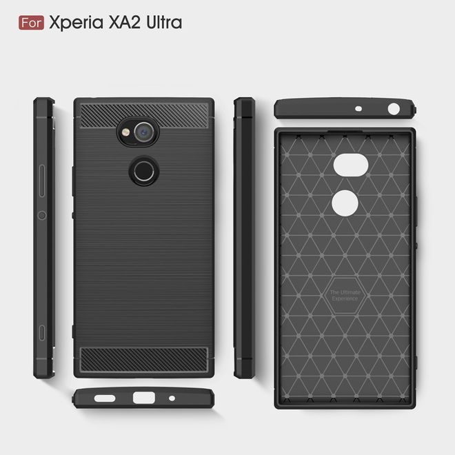 Sony Xperia XA2 Ultra Handy Hülle - TPU Softcase - mit Carbon Muster - schwarz