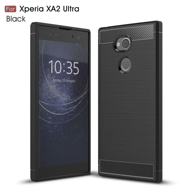 Sony Xperia XA2 Ultra Handy Hülle - TPU Softcase - mit Carbon Muster - schwarz