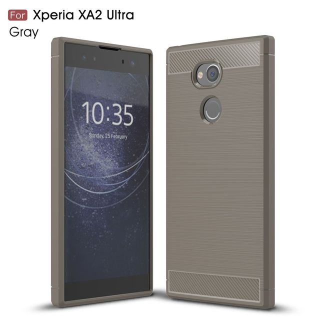 Sony Xperia XA2 Ultra Handy Hülle - TPU Softcase - mit Carbon Muster - grau