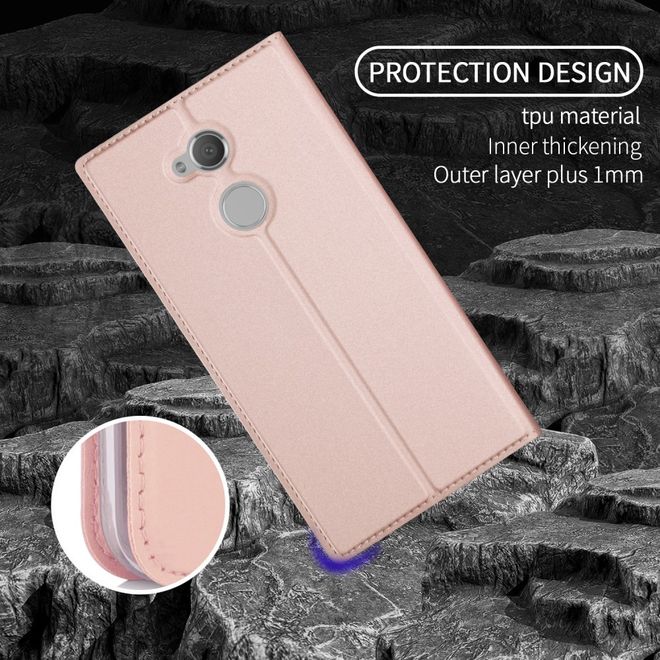 Sony Xperia XA2 Ultra Handy Case - Hülle aus Leder - mit Standfunktion - rosegold