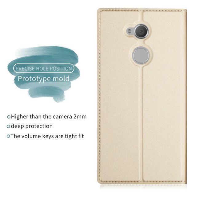 Sony Xperia XA2 Ultra Handy Case - Hülle aus Leder - mit Standfunktion - gold
