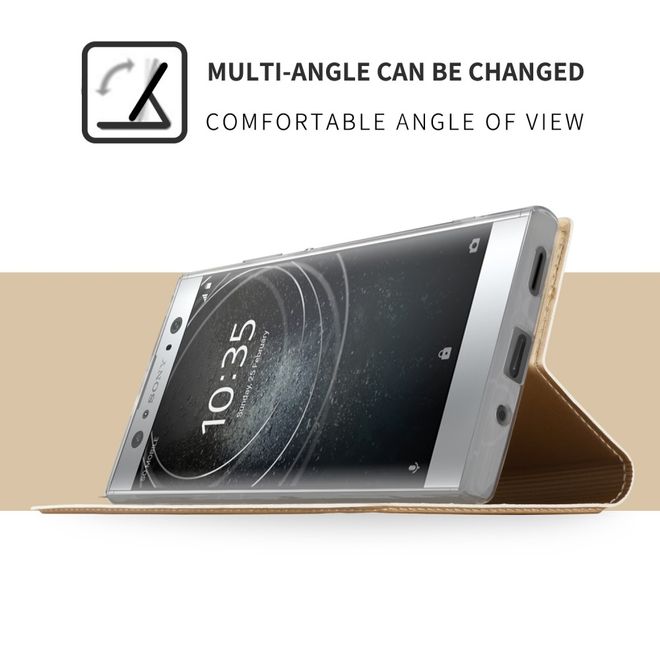 Sony Xperia XA2 Ultra Handy Case - Hülle aus Leder - mit Standfunktion - gold