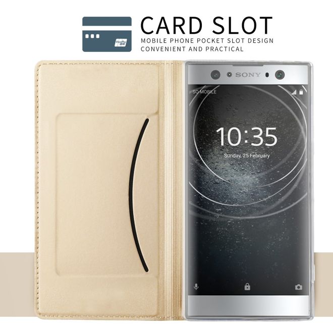 Sony Xperia XA2 Ultra Handy Case - Hülle aus Leder - mit Standfunktion - gold