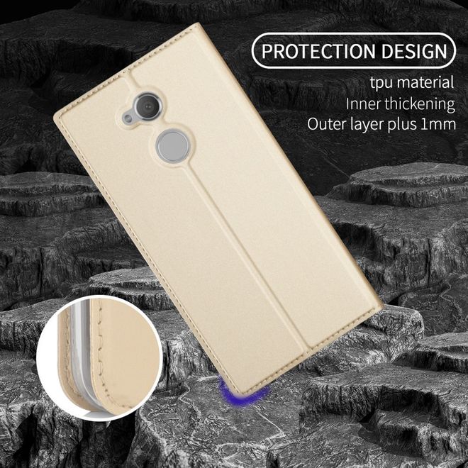 Sony Xperia XA2 Ultra Handy Case - Hülle aus Leder - mit Standfunktion - gold
