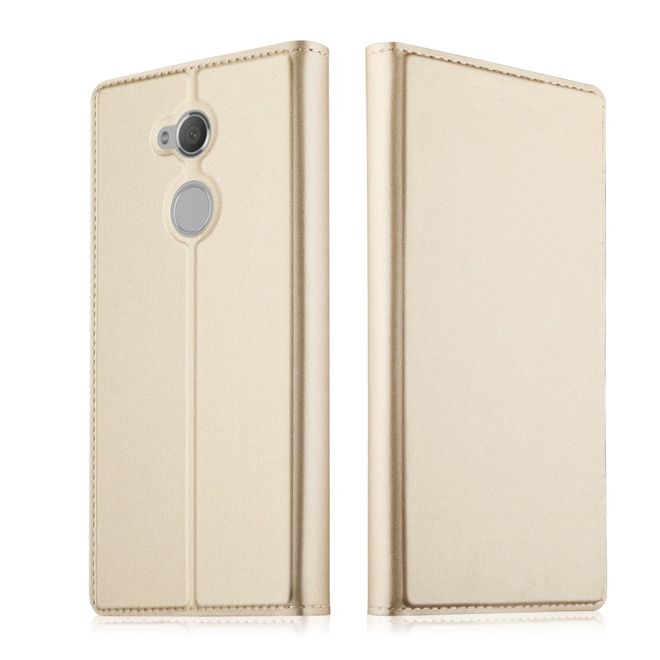 Sony Xperia XA2 Ultra Handy Case - Hülle aus Leder - mit Standfunktion - gold