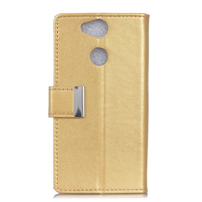 Sony Xperia XA2 Handy Case - Hülle aus Leder - mit Standfunktion - gold