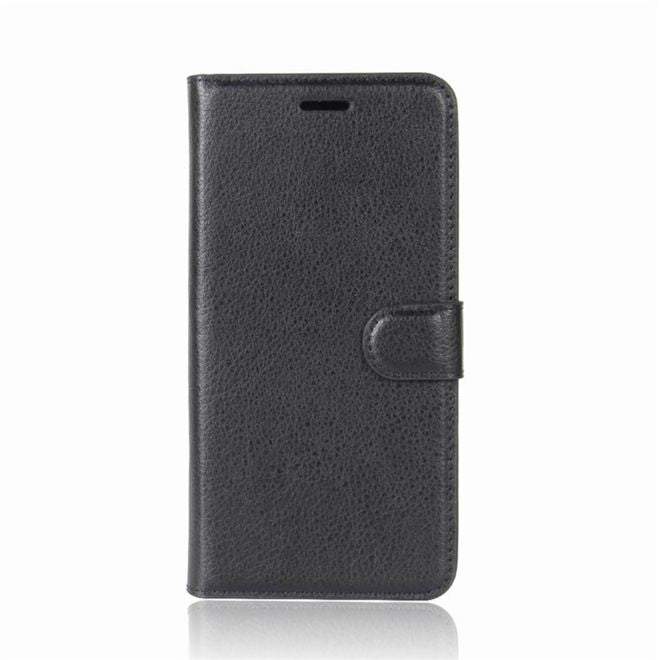 Sony Xperia XA2 Handy Hülle - Leder Bookcover - mit Litchitextur und Standfunktion - schwarz
