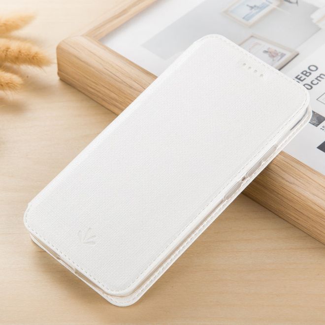 Vili Dmx - HTC U11 Life Hülle - Case aus Leder - mit Standfunktion - weiss