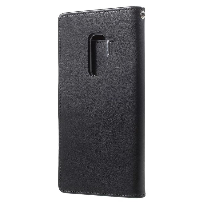 Goospery - Cover für Samsung Galaxy S9 Plus - Handyhülle aus Leder - Rich Diary Series - schwarz