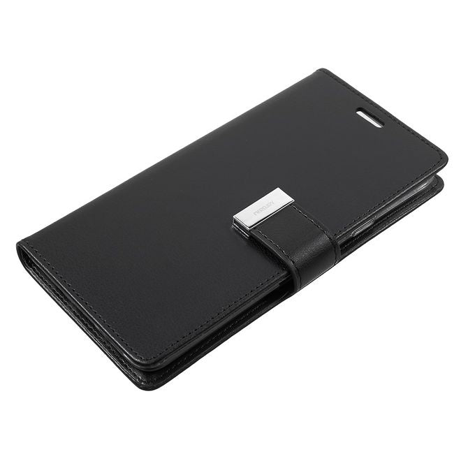 Goospery - Cover für Samsung Galaxy S9 Plus - Handyhülle aus Leder - Rich Diary Series - schwarz