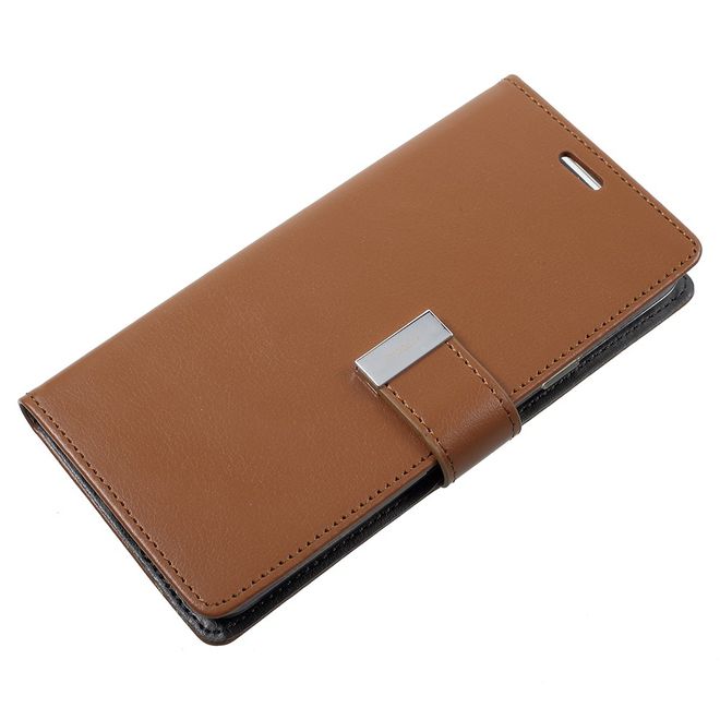 Goospery - Cover für Samsung Galaxy S9 Plus - Handyhülle aus Leder - Rich Diary Series - braun