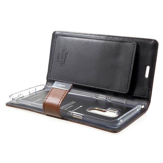 Goospery - Cover für Samsung Galaxy S9 Plus - Handyhülle aus Leder - Rich Diary Series - braun