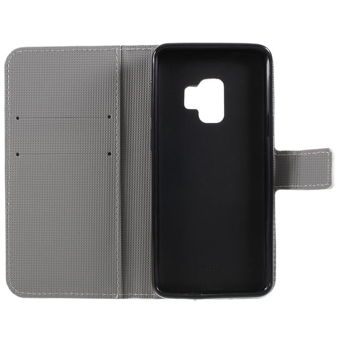 Samsung Galaxy S9 Handy Hülle - Bookcover aus Leder - Eiffelturm und kleine Sujets