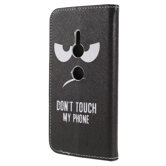Sony Xperia XZ2 Handyhülle - Bookcover aus Leder - fieses Smiley und Spruch