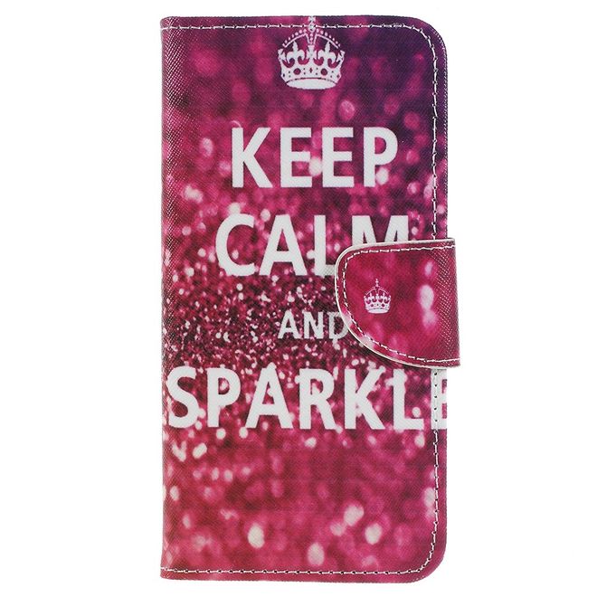Sony Xperia XZ2 Handyhülle - Bookcover aus Leder - Glitter Muster und Spruch