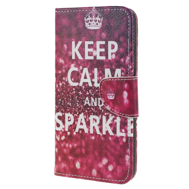 Sony Xperia XZ2 Handyhülle - Bookcover aus Leder - Glitter Muster und Spruch