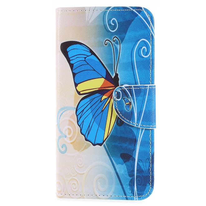 Sony Xperia XZ2 Handyhülle - Bookcover aus Leder - blauer Schmetterling