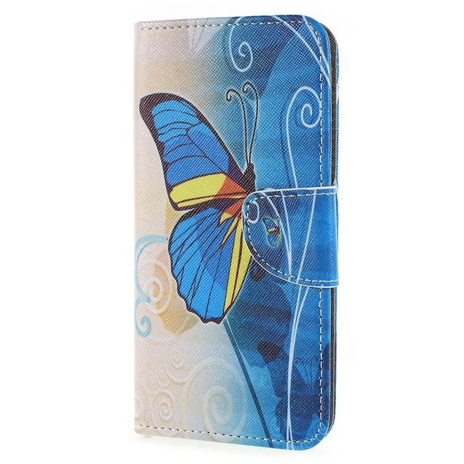 Sony Xperia XZ2 Handyhülle - Bookcover aus Leder - blauer Schmetterling