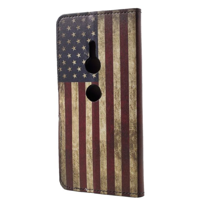 Sony Xperia XZ2 Handy Case - Hülle aus Leder - USA Flagge im Retrolook