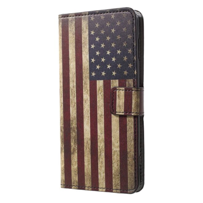 Sony Xperia XZ2 Handy Case - Hülle aus Leder - USA Flagge im Retrolook