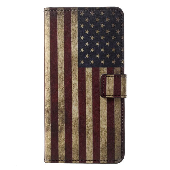 Sony Xperia XZ2 Handy Case - Hülle aus Leder - USA Flagge im Retrolook