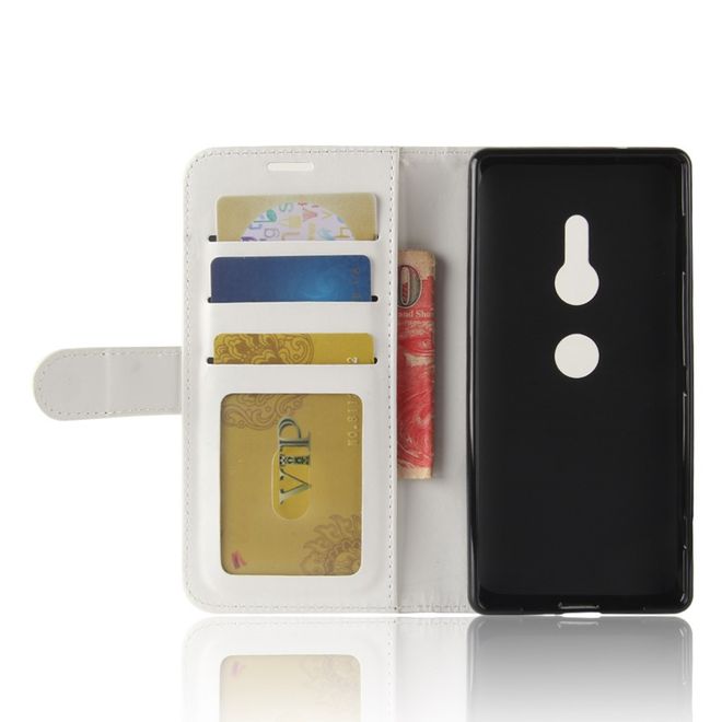 Sony Xperia XZ2 Handy Hülle - Crazy Horse Leder Bookcover - mit Magnetverschluss - weiss
