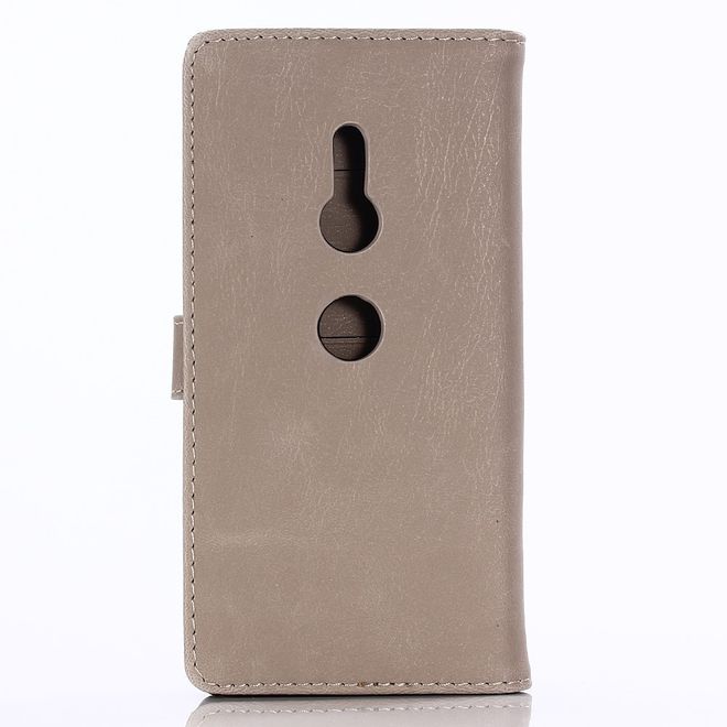 Sony Xperia XZ2 Handy Hülle - Crazy Horse Leder Case - Retrostyle - grau